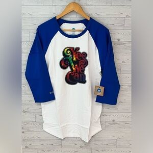 NWT VAST Life Men's Large Yes We Can Print Long Sleeve Tee Shirt White/Blue
